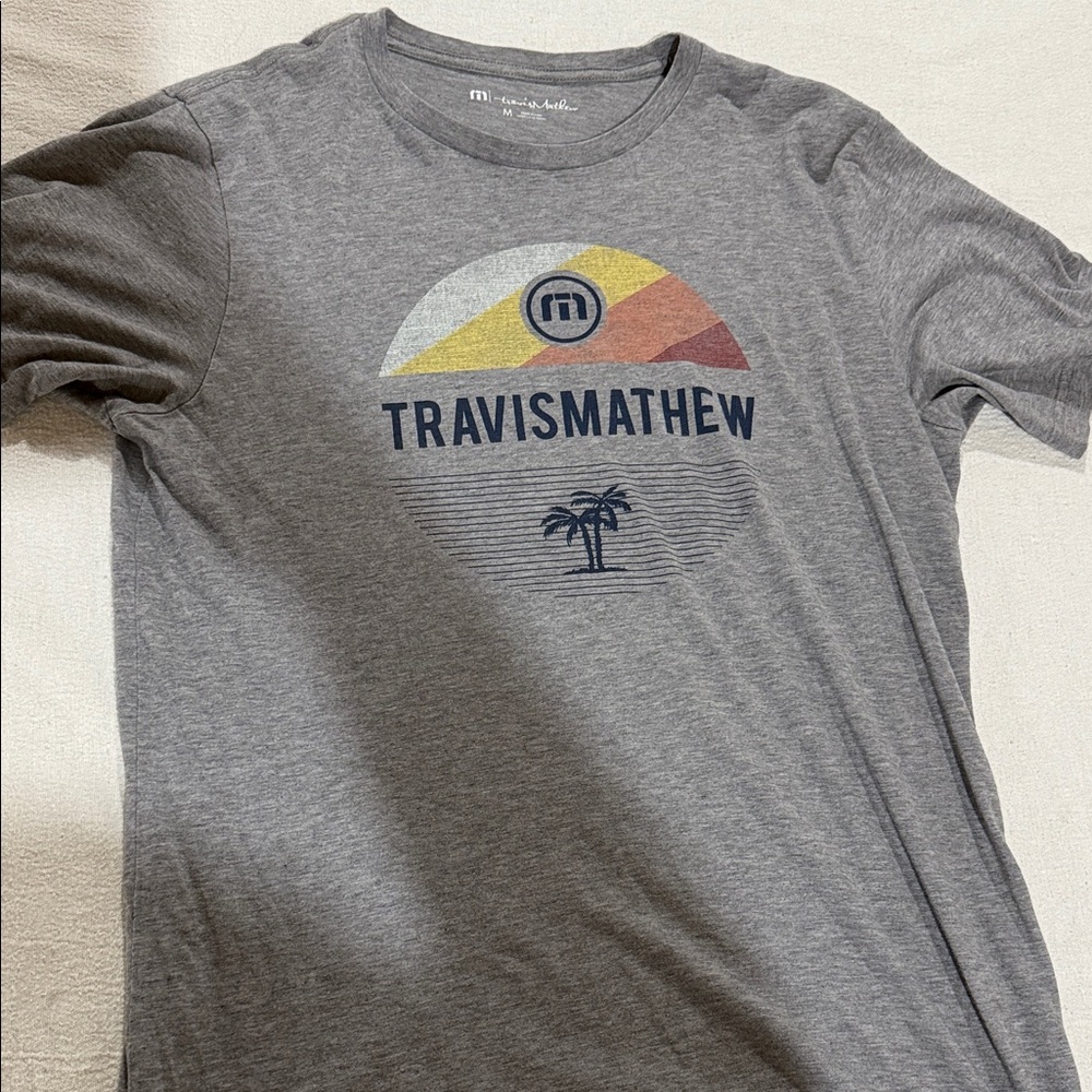 Travis Mathew Heather Gray Tee with Colorful Graphic